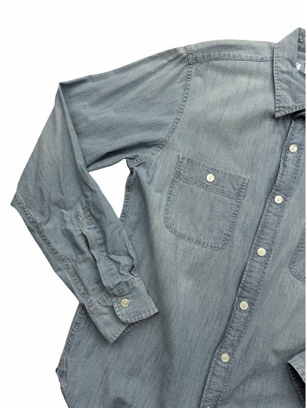 J. Crew Every Stich Considered Button-Up Shirt Organic Cotton Chambray Size M - Picture 3 of 5